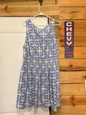 Blue Floral Smocked Waist Dress